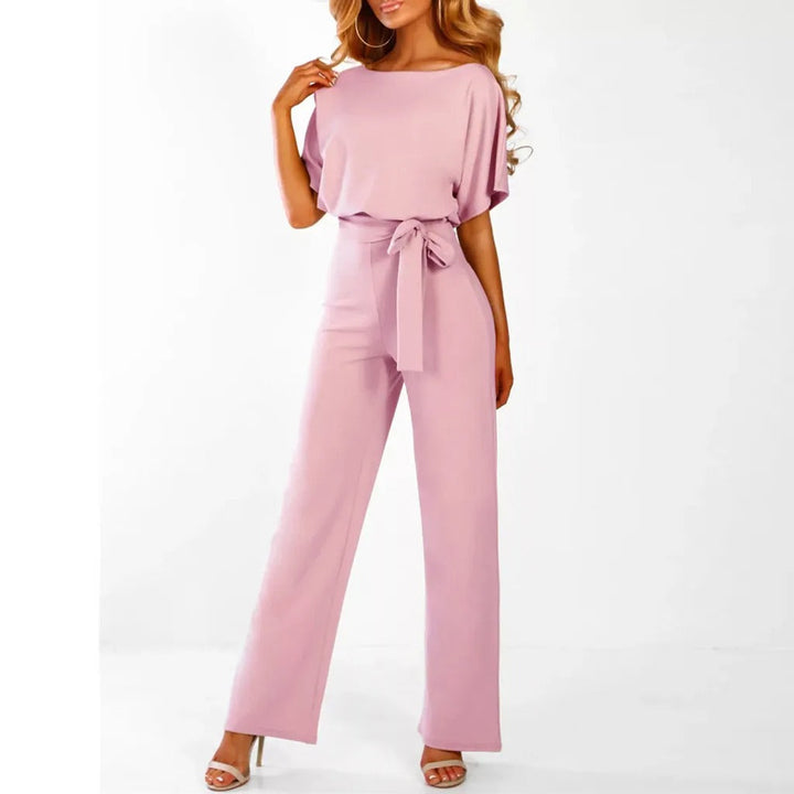 Jumpsuit Ruffle Sleeve Belted Waist Elegant Tailored Fit Style