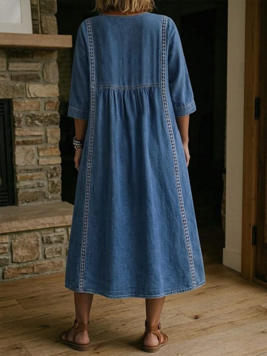 Lace Midi Dress Casual Elegant Relaxed Fit Feminine Style