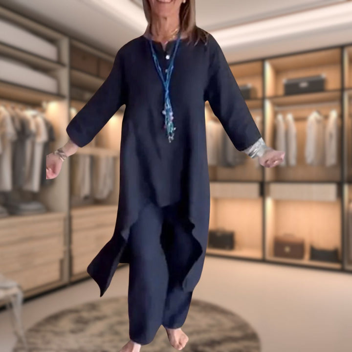 Two Piece Set Long Tunic Top Relaxed Trousers Comfortable Style