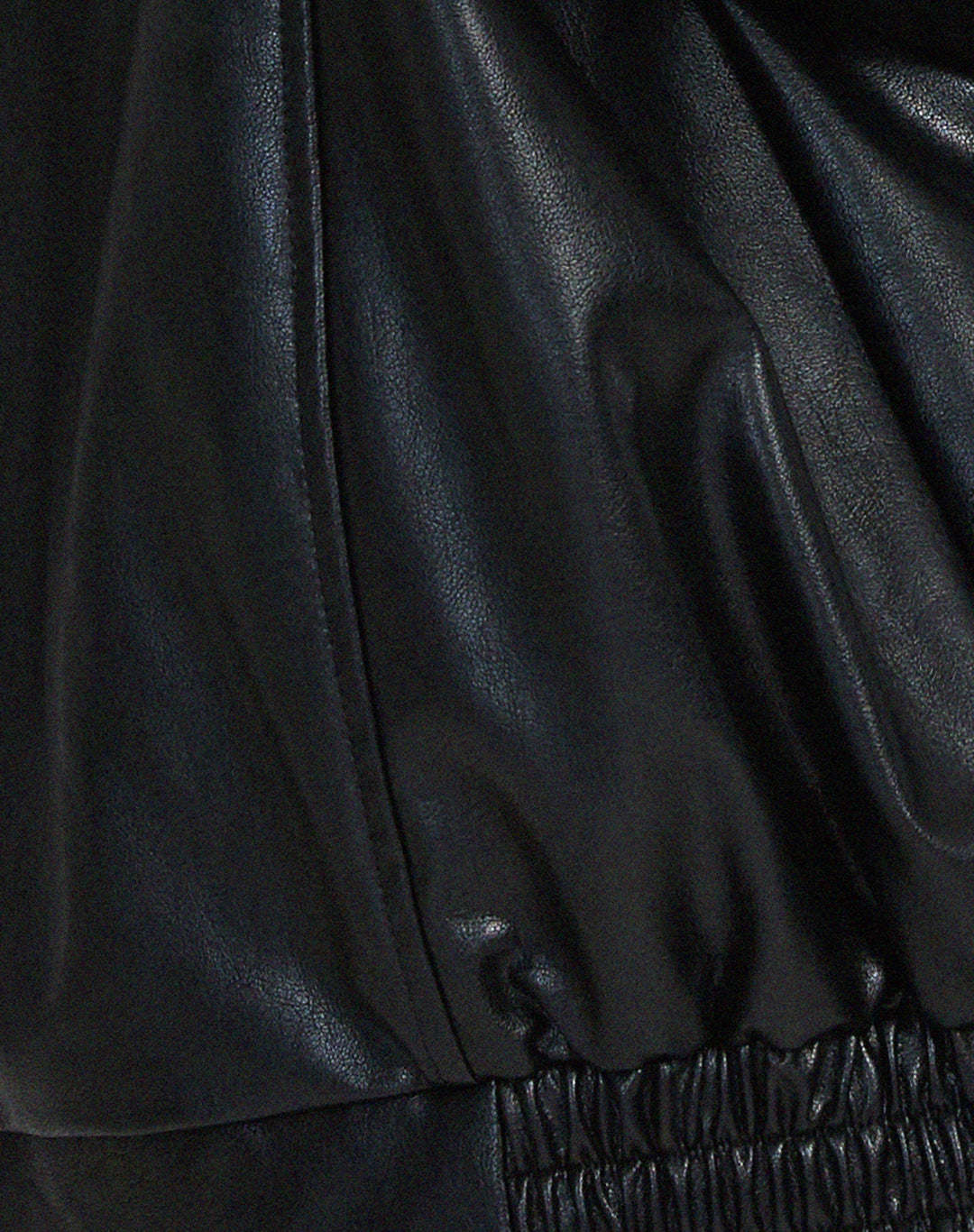 Womens Oversized Faux Leather Jacket with Zip Front and Drop Shoulders