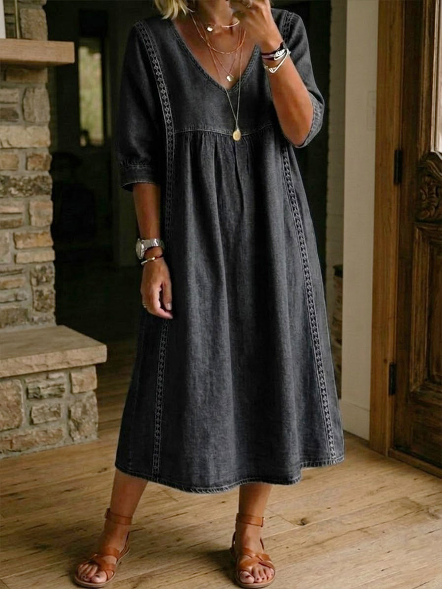 Lace Midi Dress Casual Elegant Relaxed Fit Feminine Style