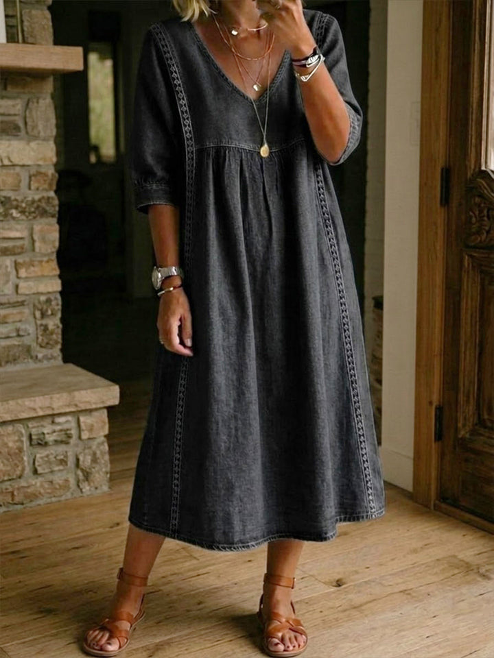 Lace Midi Dress Casual Elegant Relaxed Fit Feminine Style
