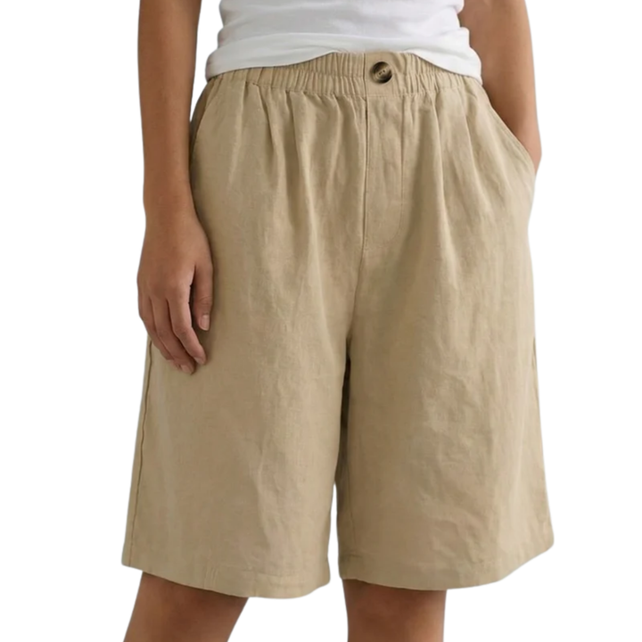 Bermuda Shorts High Waist Elastic Relaxed Fit Casual Style