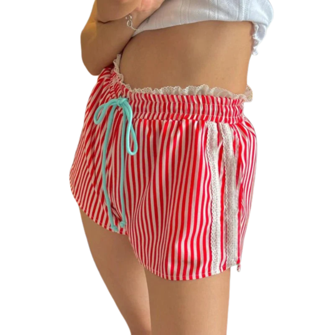 Shorts High Waist Striped Beach Casual Summer Style