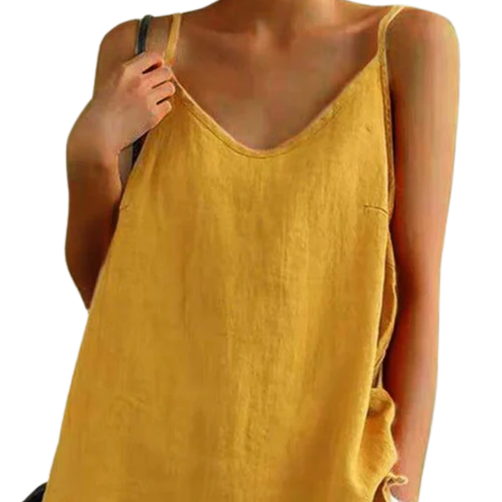 Tank Top Spaghetti Strap Loose Fit Straight Neck Casual Style