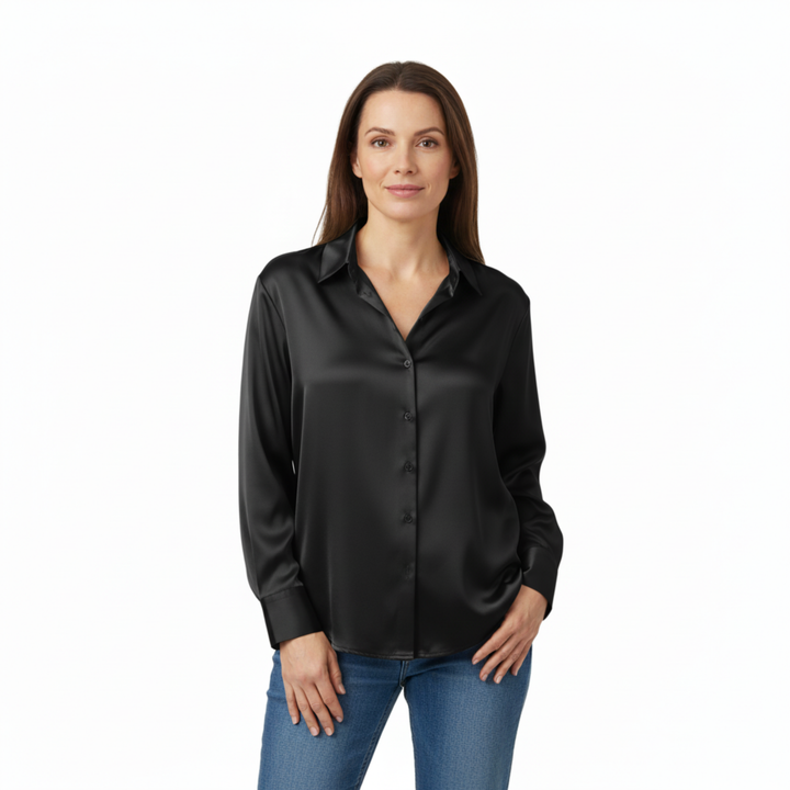 Blouse Long Sleeve Relaxed Fit Elegant Everyday Style
