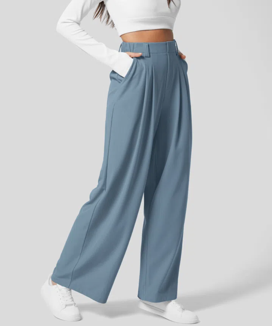 Trousers High Waist Elastic Waist Casual Everyday Comfort Style