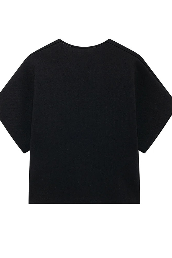 Knitted Cardigan V Neck Short Sleeve Button Top Elegant Casual Style