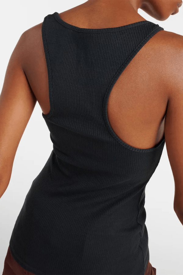 Tank Top Asymmetric Floating Strap Ribbed Sculpted Fit Casual Style