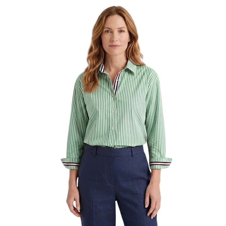 Shirt Striped Button Closure Relaxed Fit Classic Everyday Style