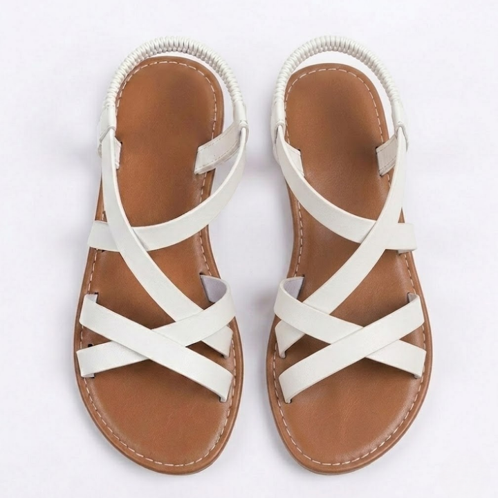 Flat Sandals Cross Strap Ankle Buckle Casual Summer Style