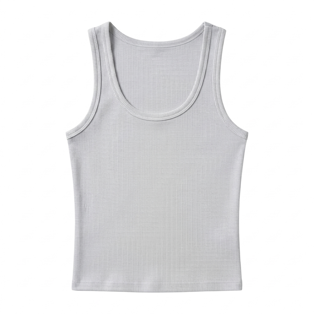 Crop Top Ribbed Knit Square Neck Beach Holiday Style