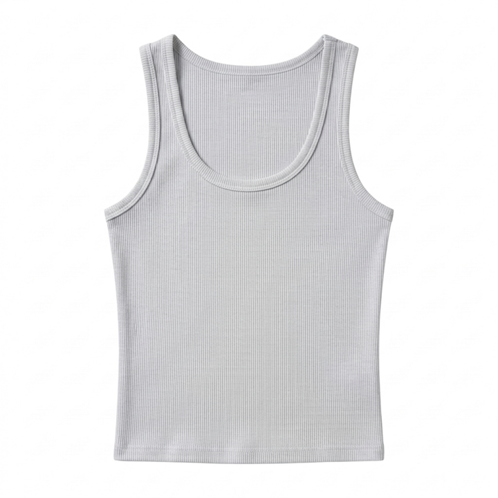 Crop Top Ribbed Knit Square Neck Beach Holiday Style