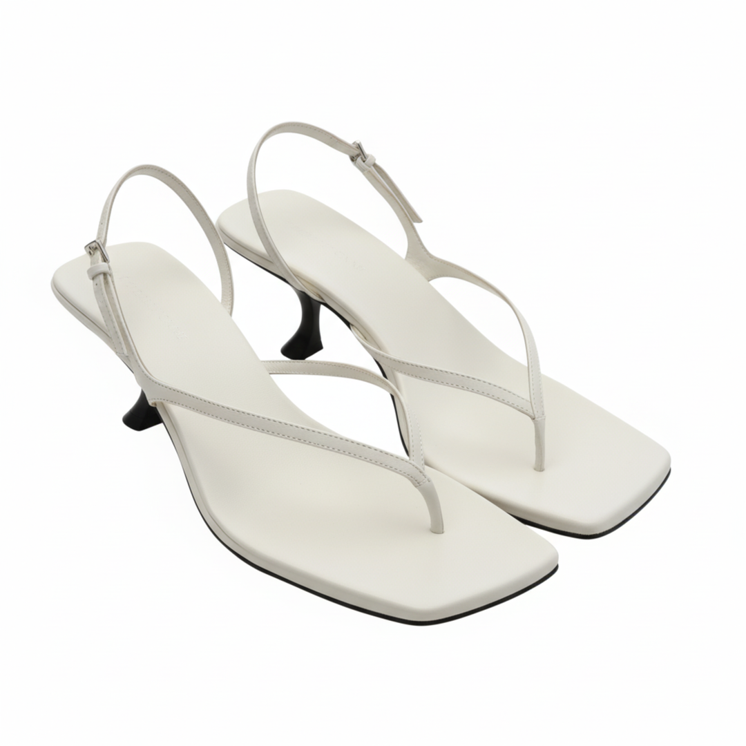 Square Toe Low Heel Sandals Back Strap Elegant Style