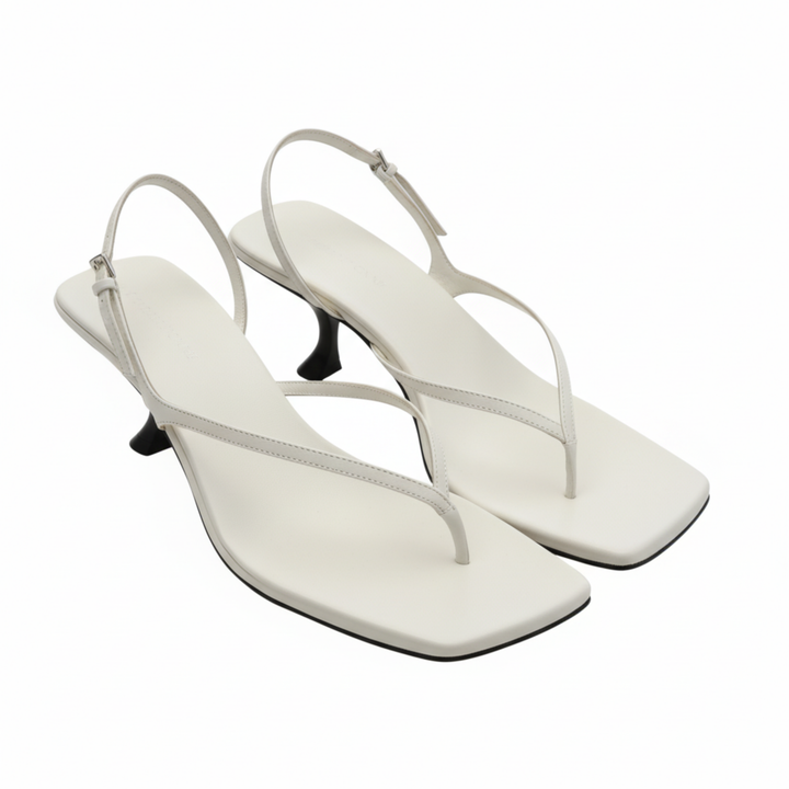 Square Toe Low Heel Sandals Back Strap Elegant Style