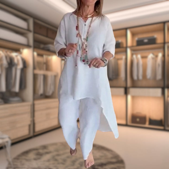 Two Piece Set Long Tunic Top Relaxed Trousers Comfortable Style