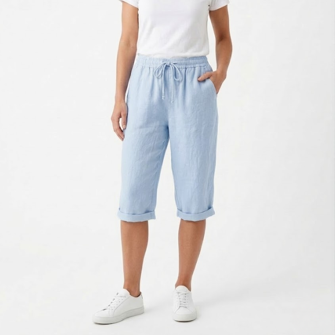 Women Short Elastic Waist Pockets Casual Summer Style