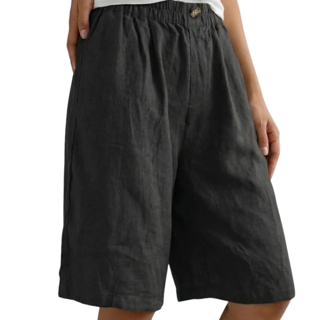Bermuda Shorts High Waist Elastic Relaxed Fit Casual Style