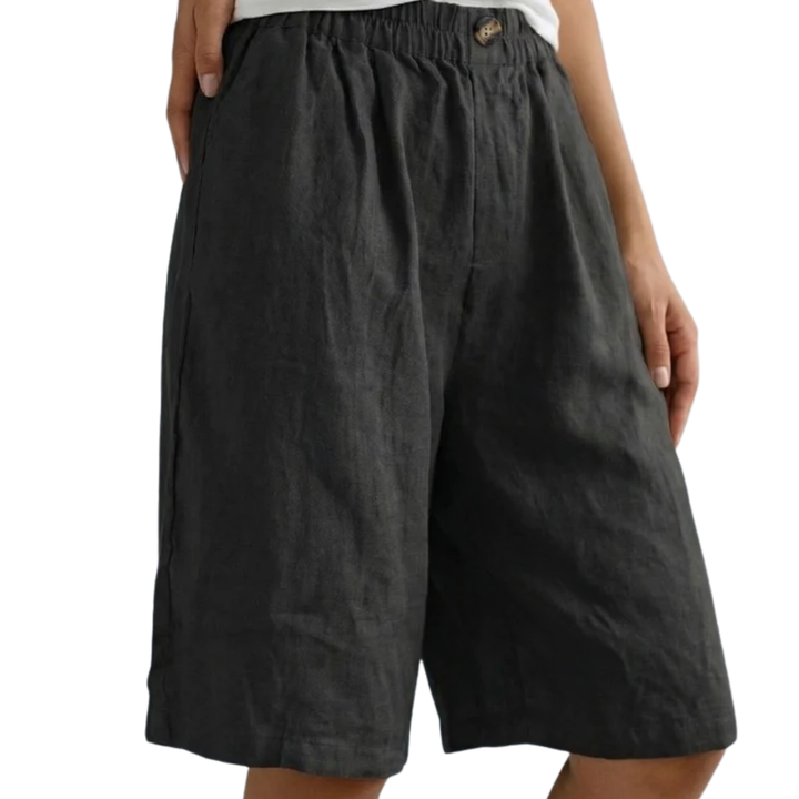 Bermuda Shorts High Waist Elastic Relaxed Fit Casual Style