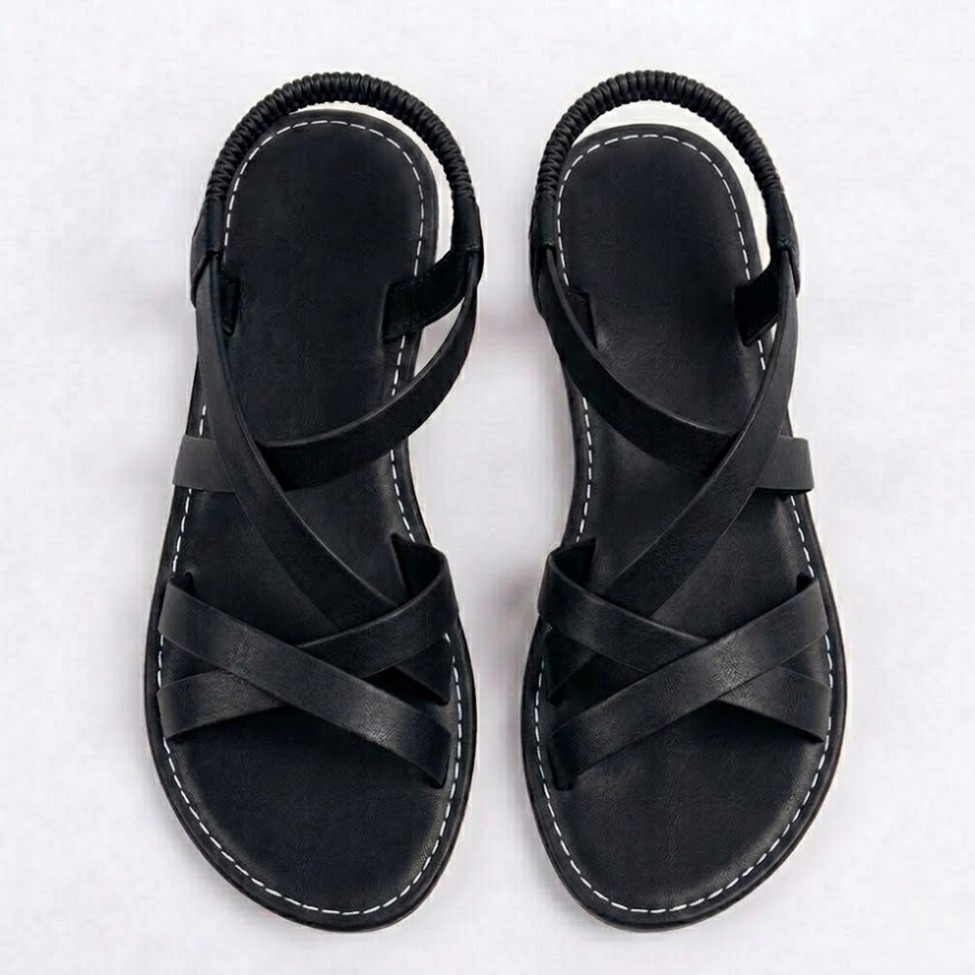 Flat Sandals Cross Strap Ankle Buckle Casual Summer Style