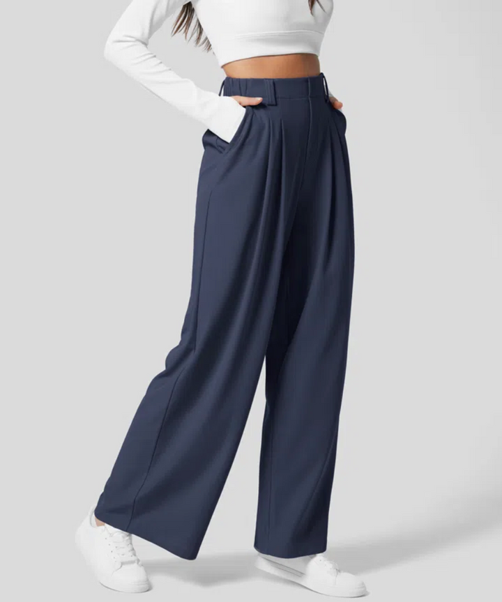 Trousers High Waist Elastic Waist Casual Everyday Comfort Style