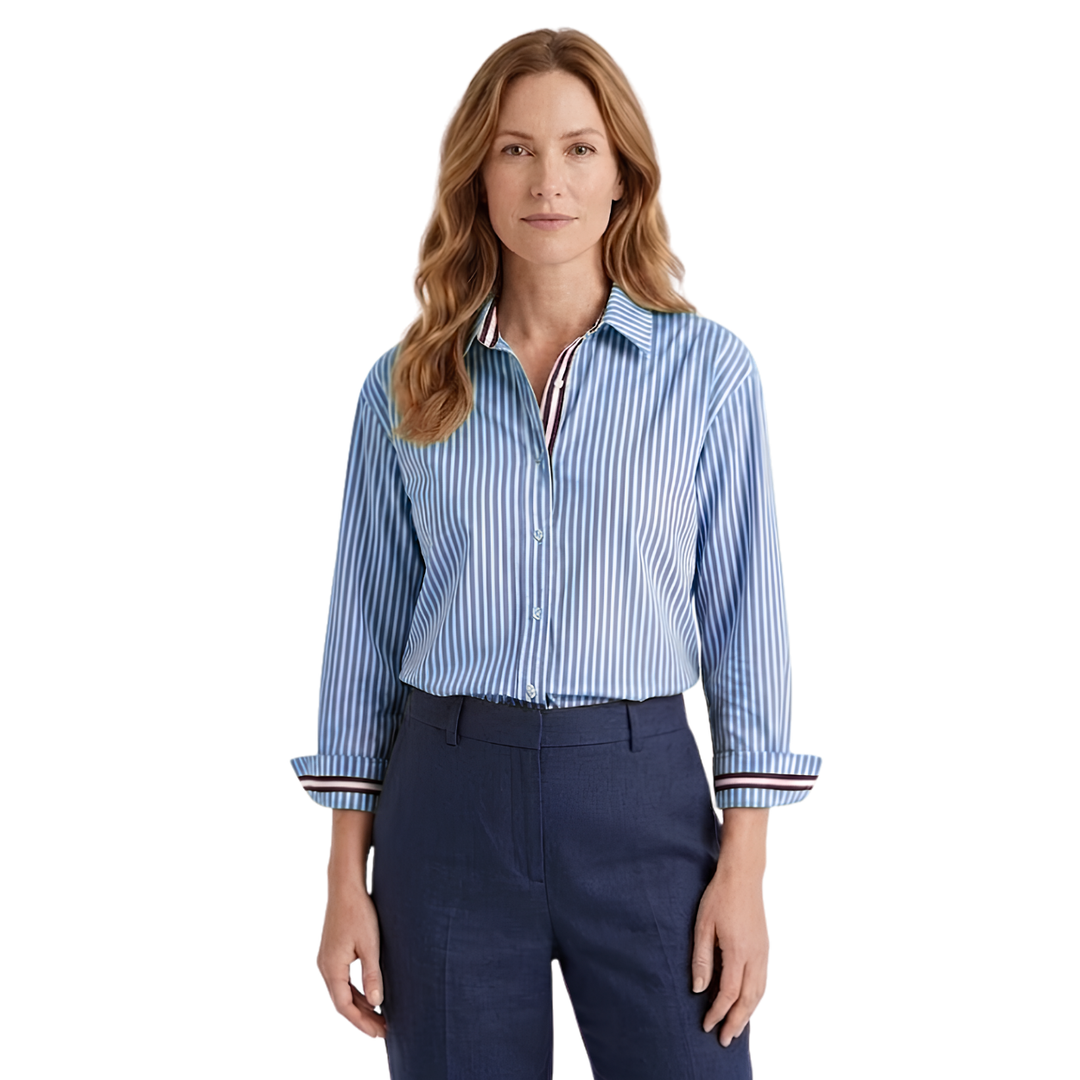 Shirt Striped Button Closure Relaxed Fit Classic Everyday Style