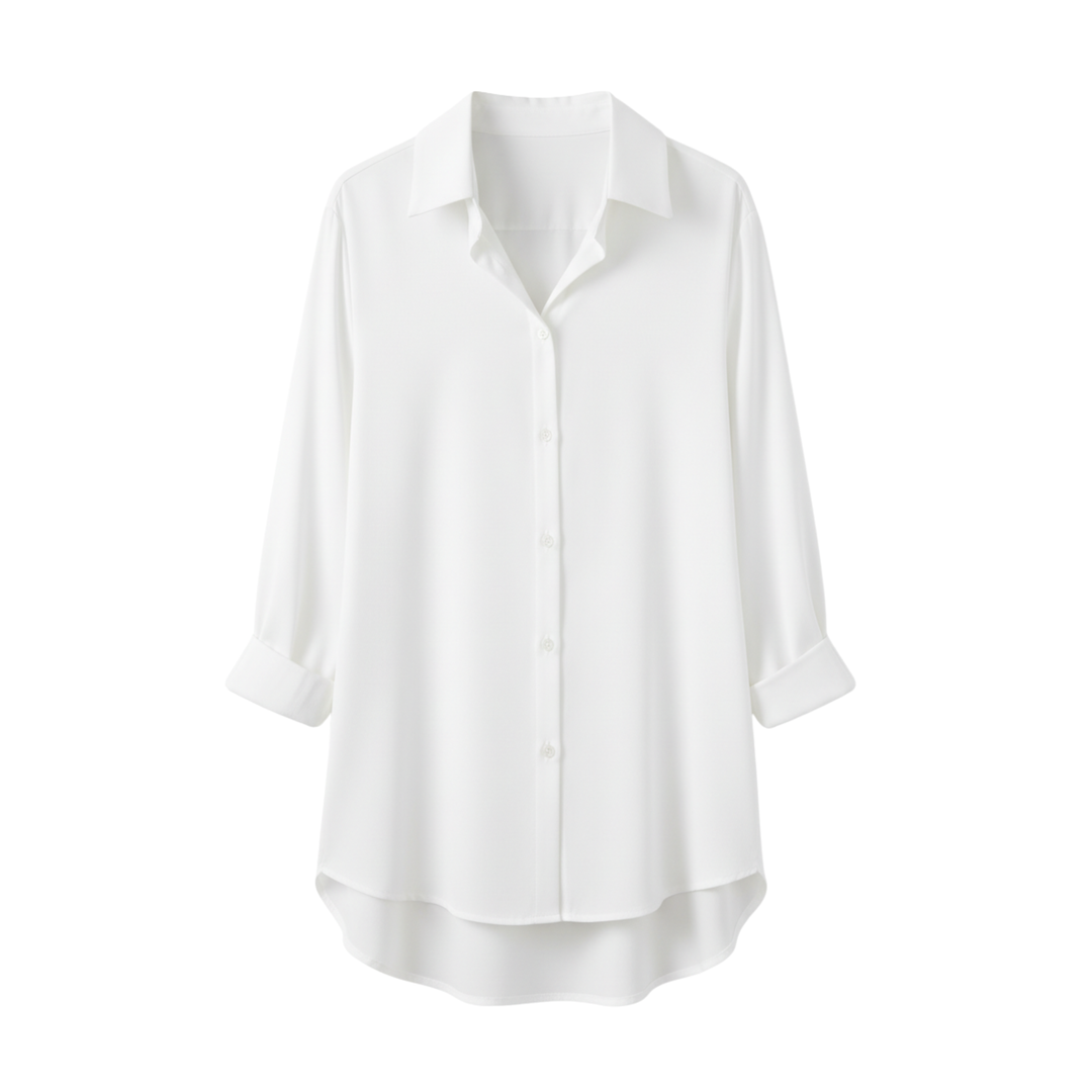 Blouse Button Up Long Sleeve Loose Fit Notched Collar Casual Style