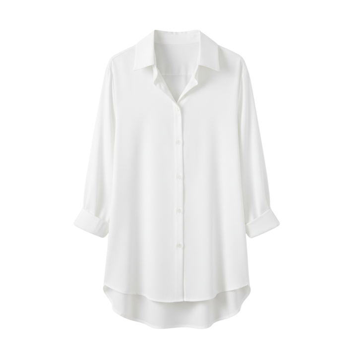 Blouse Button Up Long Sleeve Loose Fit Notched Collar Casual Style
