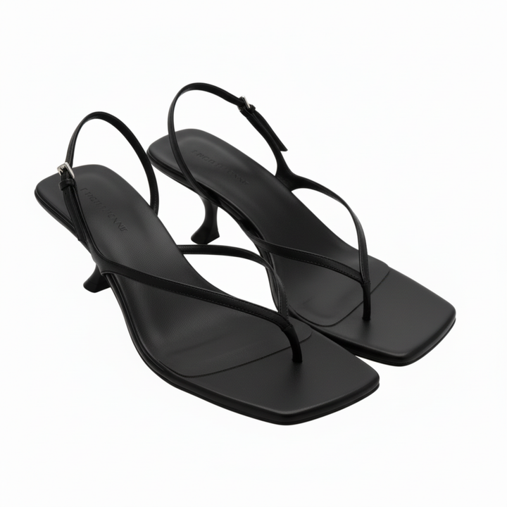 Square Toe Low Heel Sandals Back Strap Elegant Style
