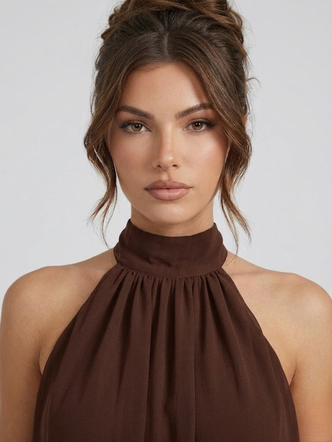 Short Halter Neck Backless Layered Ruffle Dress for Women