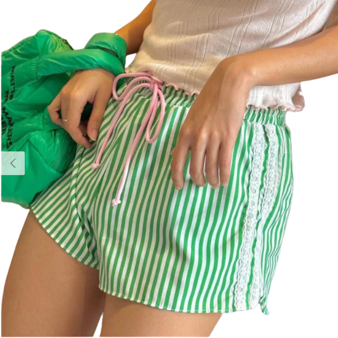 Shorts High Waist Striped Beach Casual Summer Style