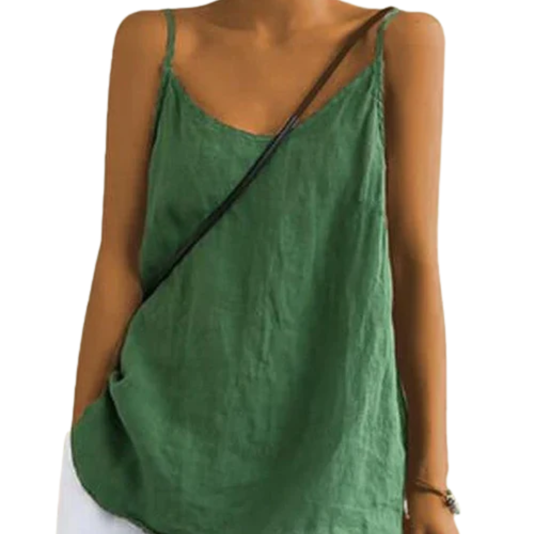 Tank Top Spaghetti Strap Loose Fit Straight Neck Casual Style