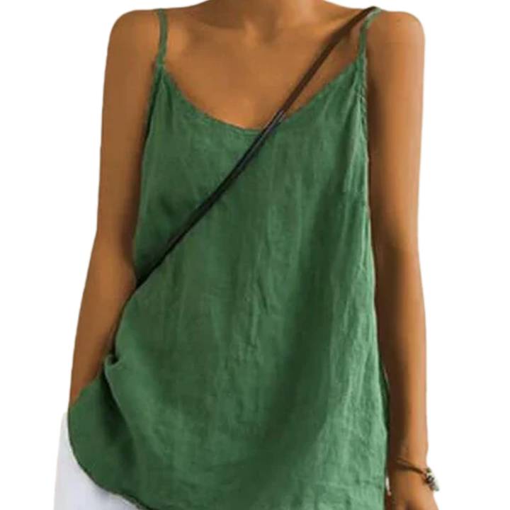 Tank Top Spaghetti Strap Loose Fit Straight Neck Casual Style