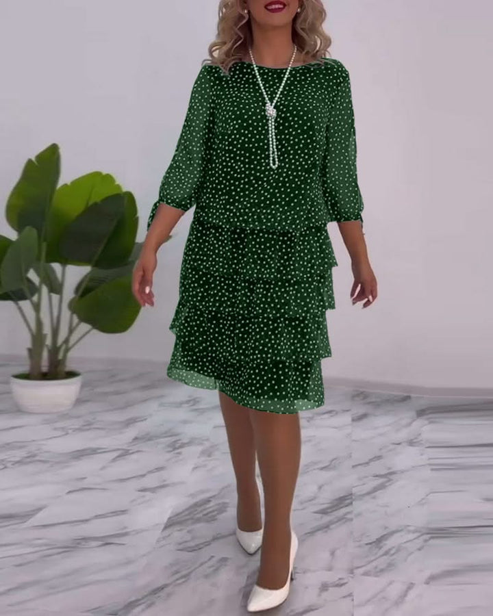 Tiered Midi Dress Polka Dot Flowing Silhouette Elegant Style