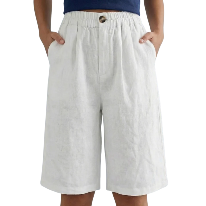 Bermuda Shorts High Waist Elastic Relaxed Fit Casual Style
