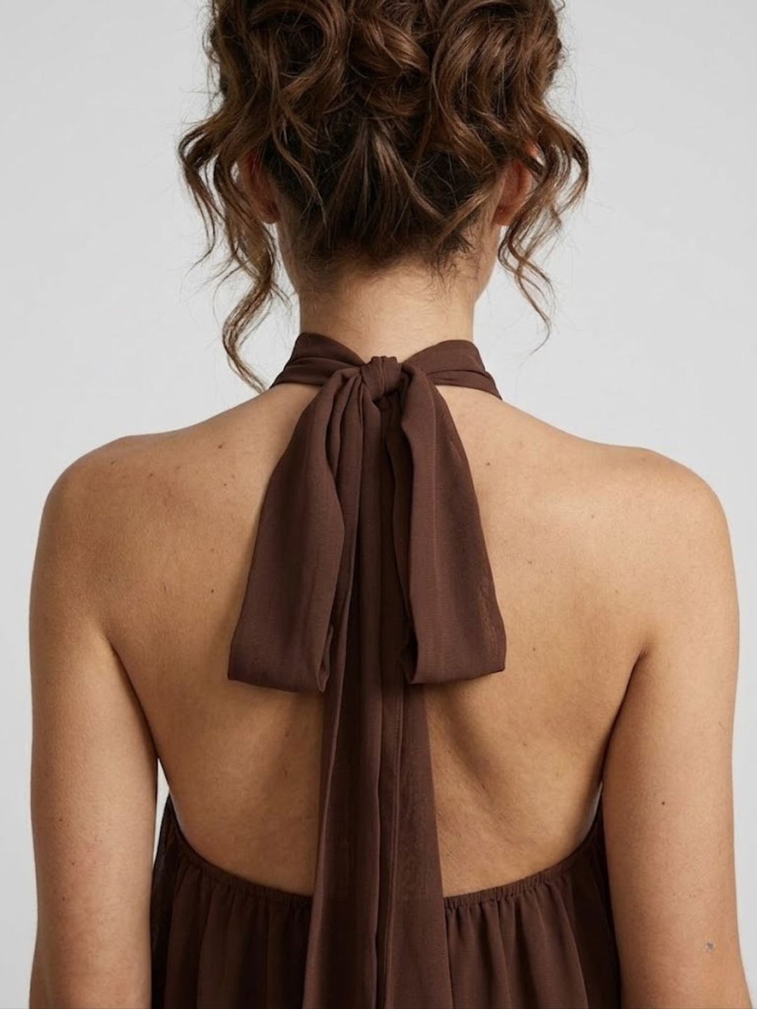 Short Halter Neck Backless Layered Ruffle Dress for Women