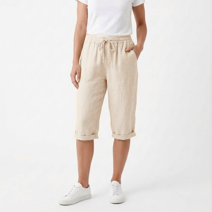 Women Short Elastic Waist Pockets Casual Summer Style
