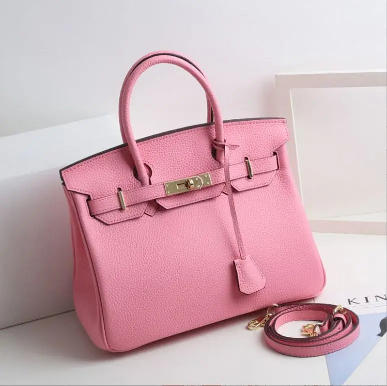 Top Handle Handbag with Shoulder Strap and Lock Closure for Women