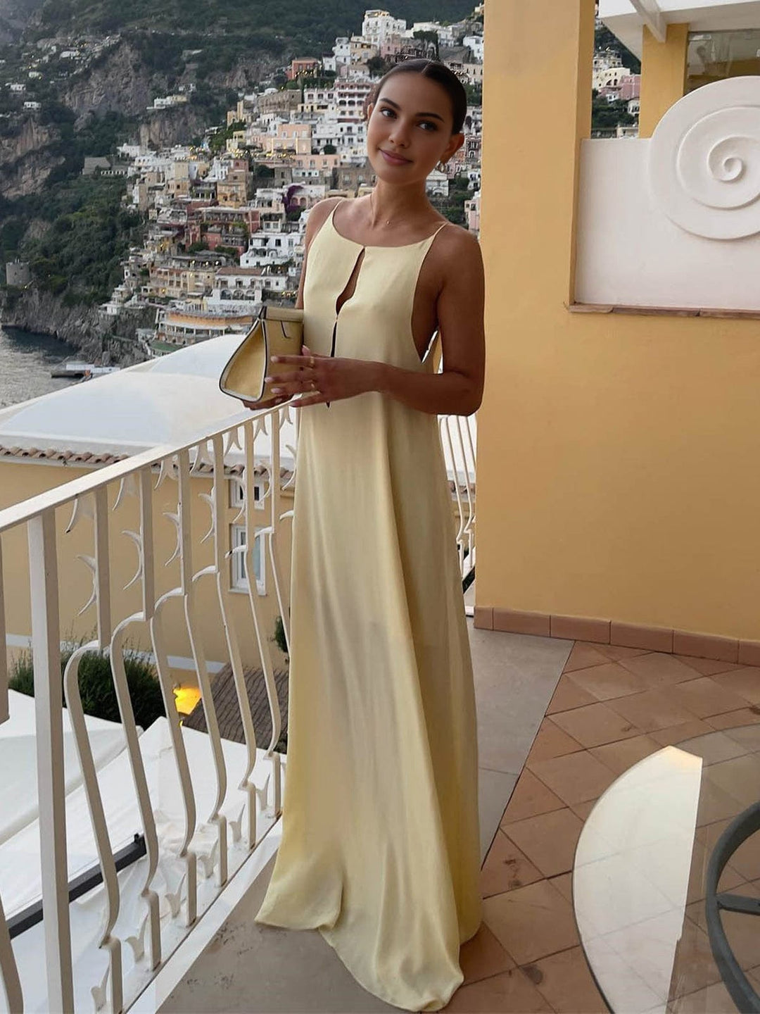 Slip Dress Deep Back Cutout Elegant Evening Wear
