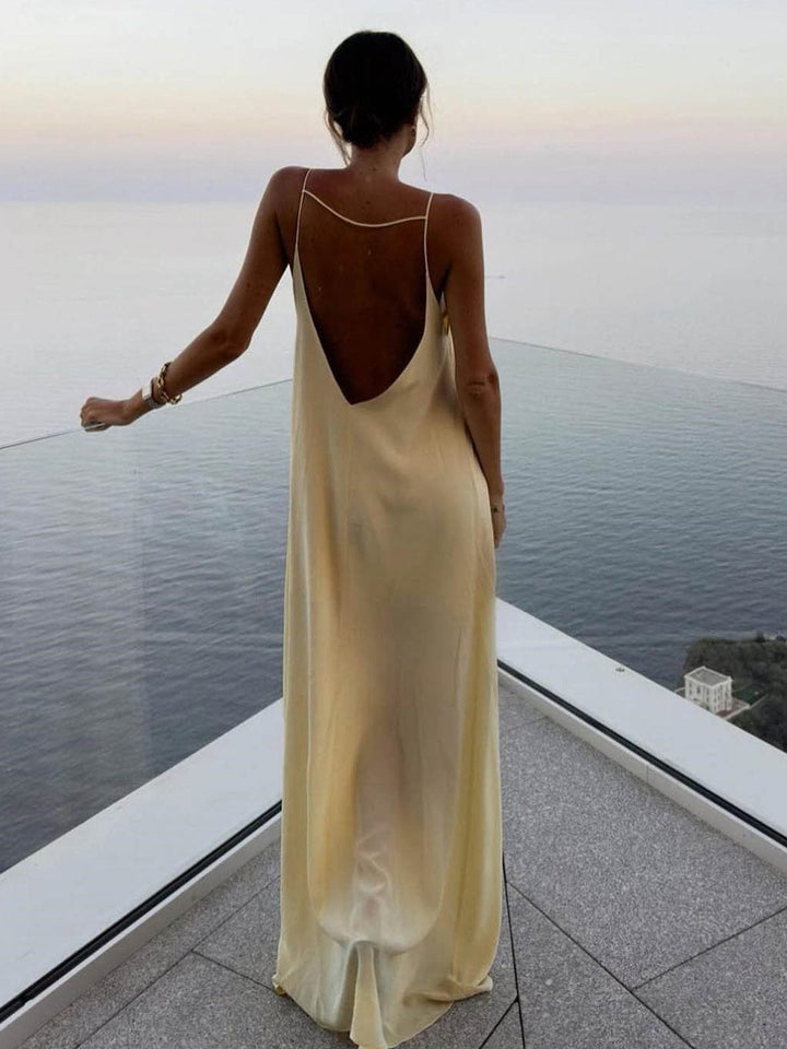 Slip Dress Deep Back Cutout Elegant Evening Wear