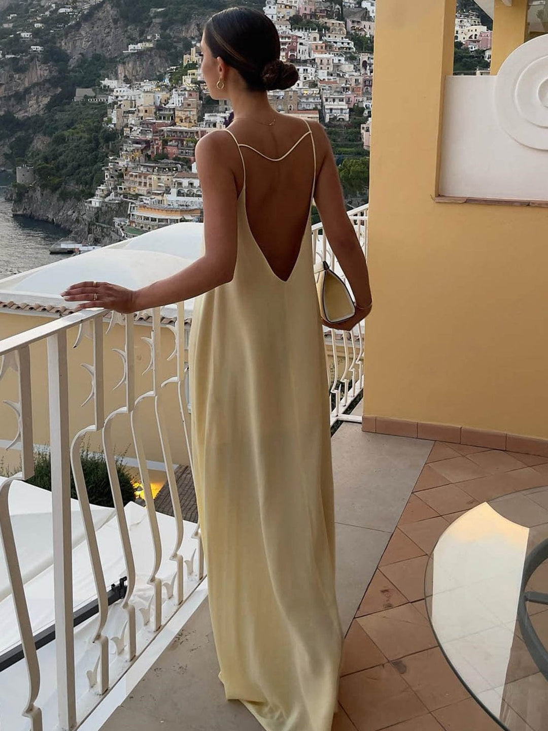 Slip Dress Deep Back Cutout Elegant Evening Wear