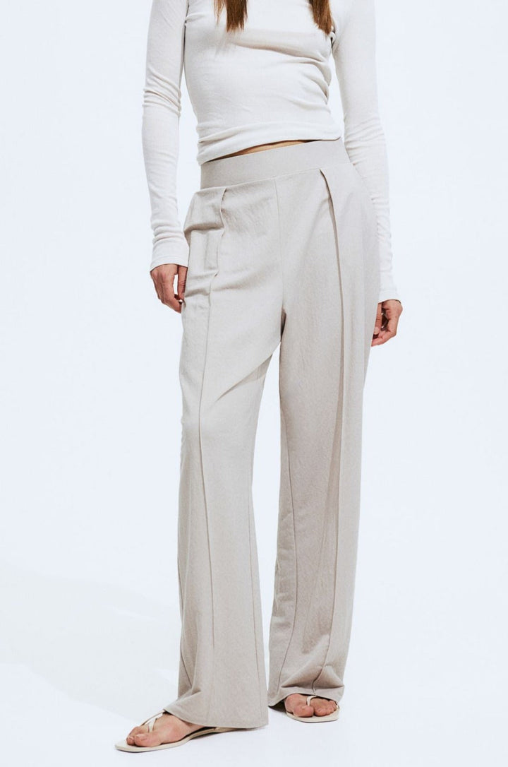 Trousers Wide Leg Pleated Front Relaxed Fit Elegant Style