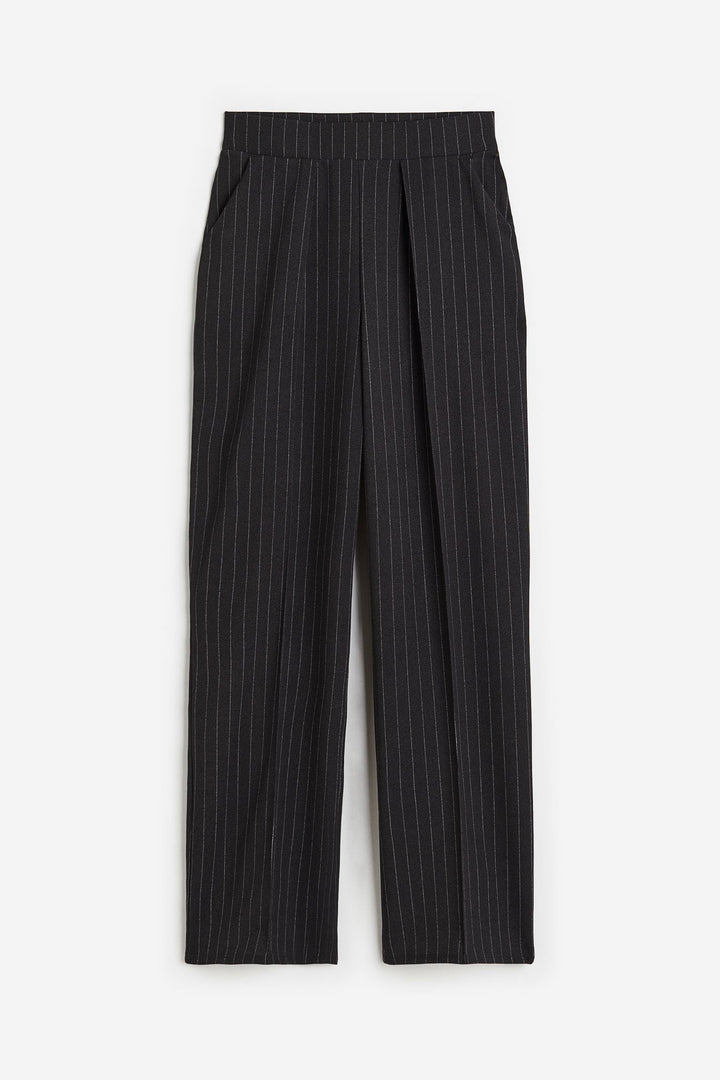 Trousers Wide Leg Pleated Front Relaxed Fit Elegant Style