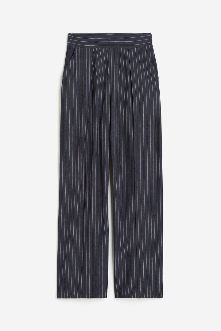 Trousers Wide Leg Pleated Front Relaxed Fit Elegant Style