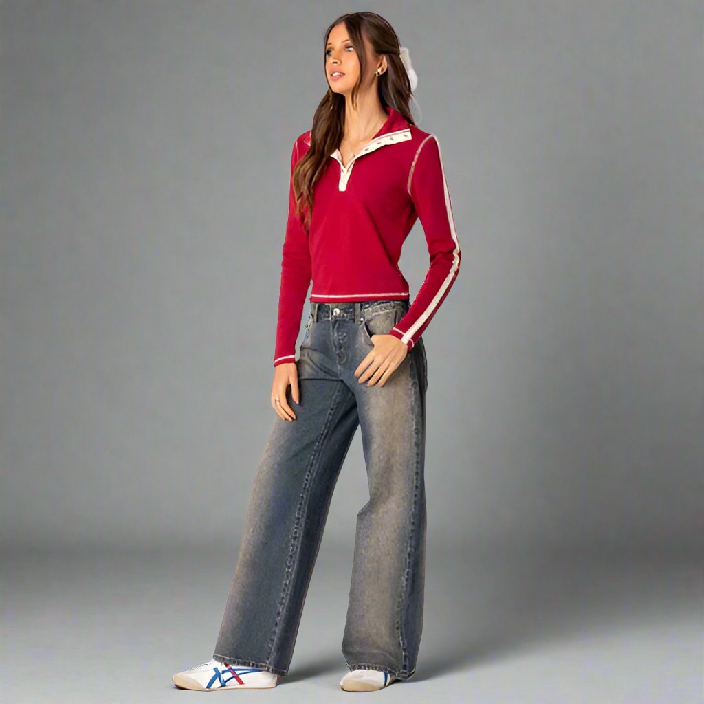 Jeans Low Rise Relaxed Fit Casual Streetwear Style