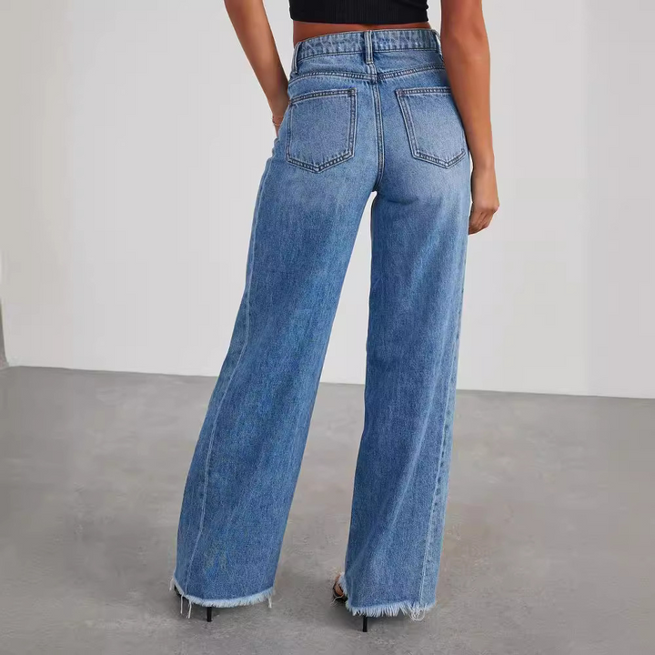 Jeans High Waist Relaxed Fit Straight Leg Trendy Style