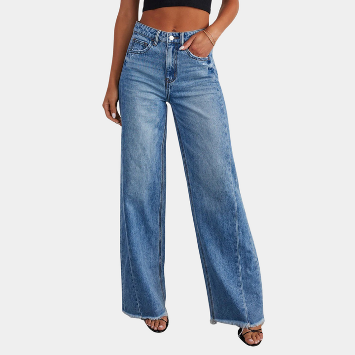 Jeans High Waist Relaxed Fit Straight Leg Trendy Style