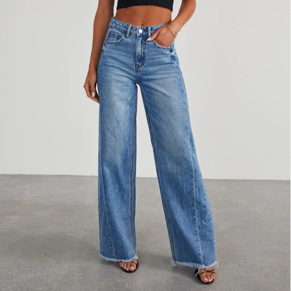 Jeans High Waist Relaxed Fit Straight Leg Trendy Style