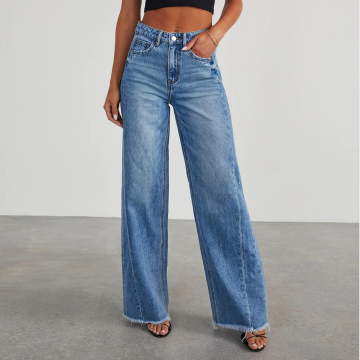 Jeans High Waist Relaxed Fit Straight Leg Trendy Style