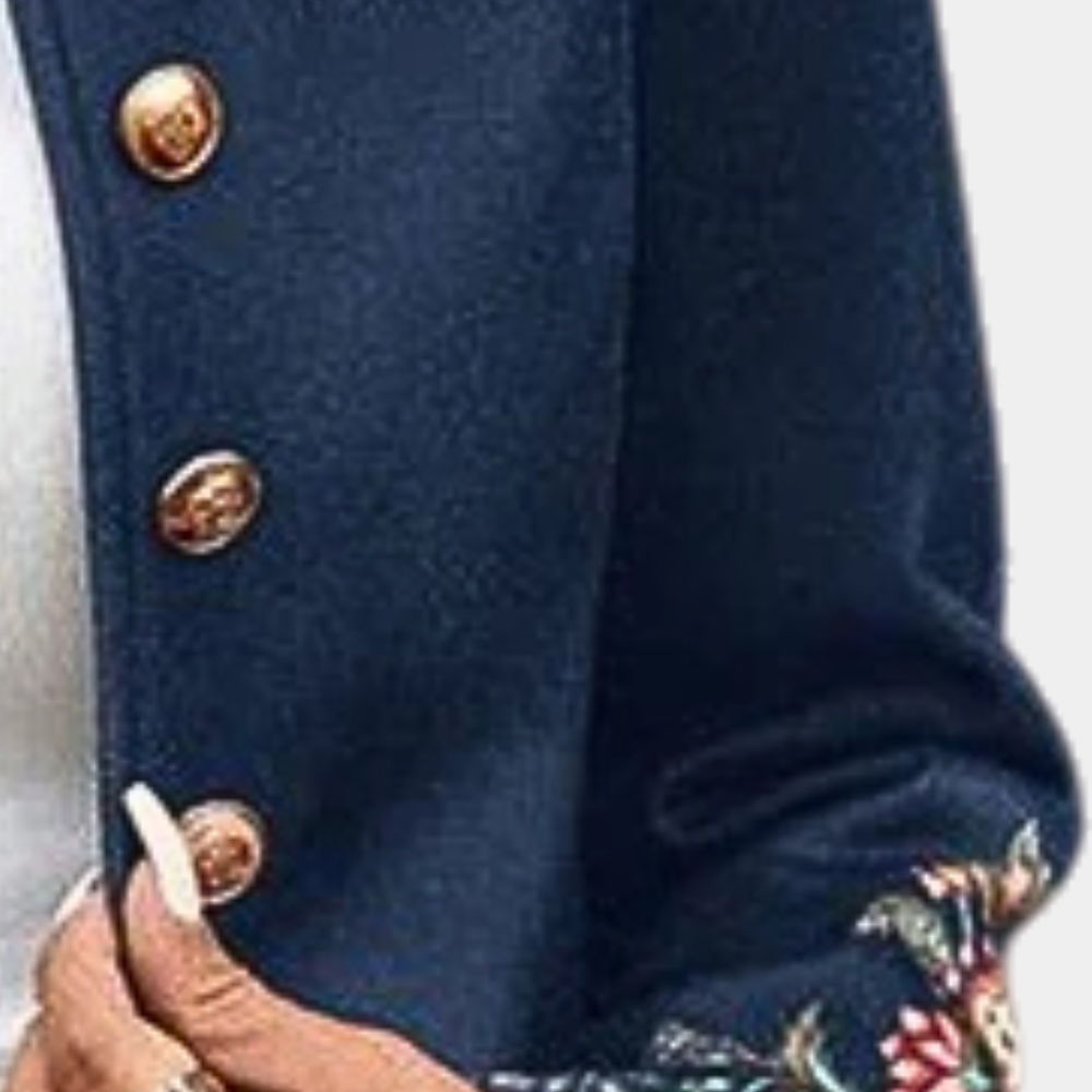 Blazer Floral Embroidery Gold Button Tailored Elegant Statement Style